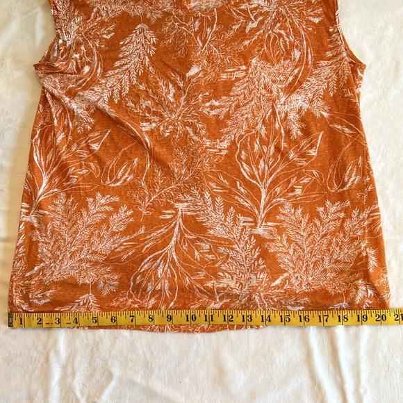 Women’s Tahari Cap Sleeve Linen Top Orange Floral Print Size M Button Back - Picture 8 of 10